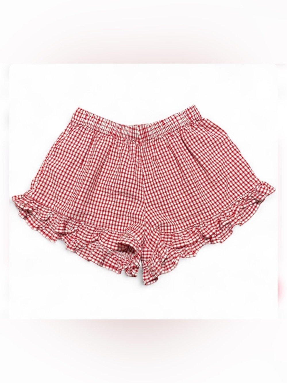 The Perfect Cottagecore Coquette Red & White Gingham Ruffle Summer Mini Shorts